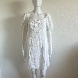 Beautiful Nomad Large White Cottagecore Coquette Puff Sleeve Eyelet Mini Dress